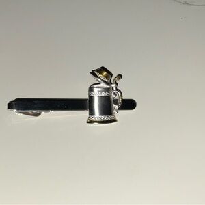 Beer Stein Gold and Silver Toned Metal Bar Tie Clip